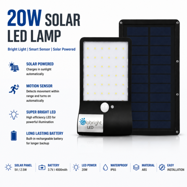 LED Solar Lamp Light Sensor Based 20W
